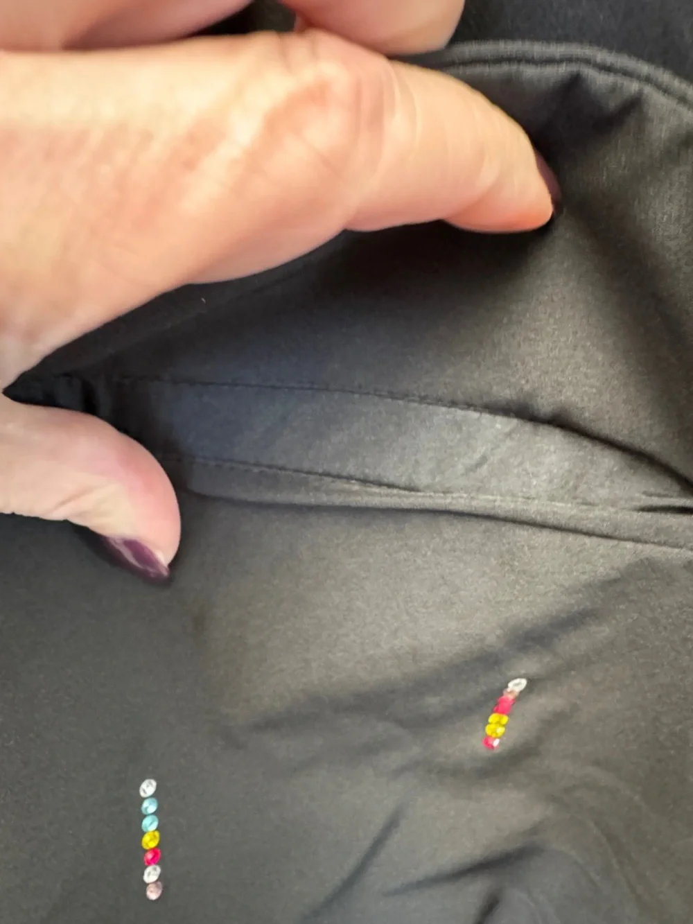Black‎ Embroidered Notch Lapel Blazer with Multicolor Accents